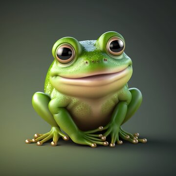 Cute Little Green Baby Frog ,made With Generative AI