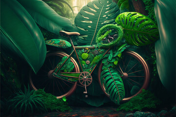 bicycle ecology green nature technology save energy. generative AI