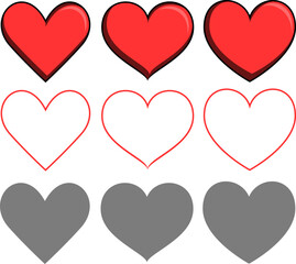 Fototapeta na wymiar Set of different heart shapes