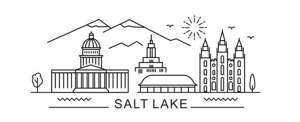 Salt Lake City Line View. Poster print minimal design.