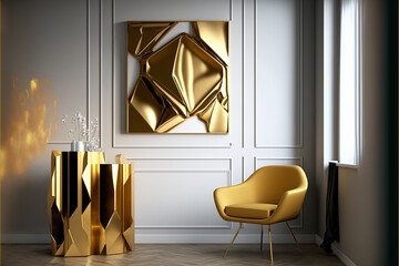 room modern design minimalist luxury gold. generative AI