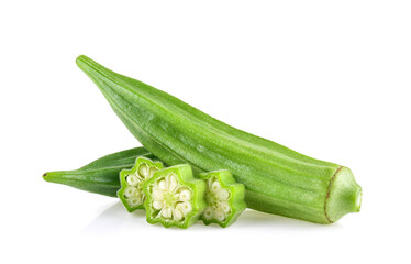 fresh okra isolated on white background