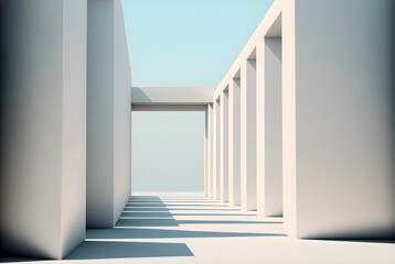 White building minimalist photography style illustration with generative ai