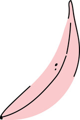 Valentine romantic banana fruit in pink color. Valentines day hand drawn element in cute cartoon doodle style, png illustration