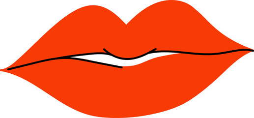 Valentine romantic sexy red lips, kiss. Valentines day hand drawn element in cute cartoon doodle style, png illustration