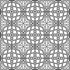 
Stylish texture with figures from lines.
Abstract geometric black and white pattern for web page, textures, card, poster, fabric, textile. Monochrome graphic repeating design. 