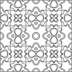 Stylish texture with figures from lines.
Abstract geometric black and white pattern for web page, textures, card, poster, fabric, textile. Monochrome graphic repeating design. 