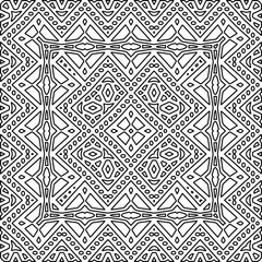 Stylish texture with figures from lines.
Abstract geometric black and white pattern for web page, textures, card, poster, fabric, textile. Monochrome graphic repeating design. 