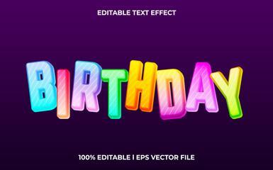 birthday editable text effect, lettering typography font style, colorful 3d text for tittle