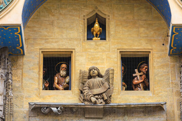 Show of moving figures on the Prague Astronomical Clock. The main attraction of the capital of the Czech Republic