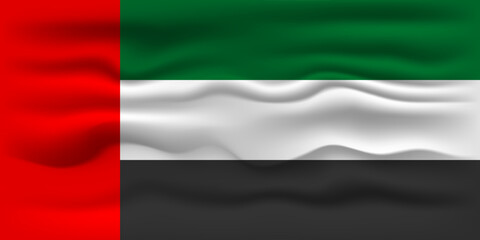 Waving flag of the country United Arab Emirates. Vector illustration.