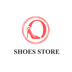 Obraz premium Initial O Letter with Female Shoes High Heels for Ladies Shoes Store, Shoes Fashion Company Logo Idea Template