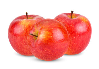Ripe red apple fruits isolated on white background.