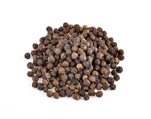 Black pepper isolated on white background.