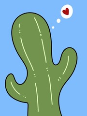 cute cactus cartoon on blue background