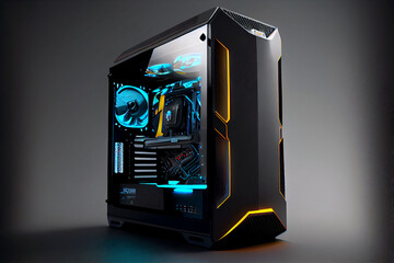 Futuristic Gaming PC Case: A Vibrant and Professional 3D Design for Power and Technology