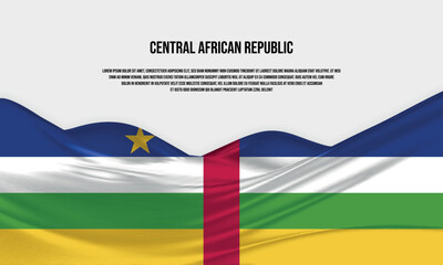 Central African Republic flag design. Waving Central African Republic flag made of satin or silk fabric. Vector Illustration.