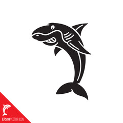 Shark cartoon character vector icon