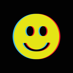 Psychedelic smile. Techno, rave acid  face logo. Vector illustration