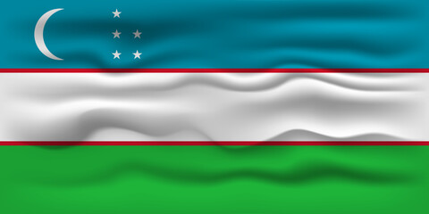 Waving flag of the country Uzbekistan. Vector illustration.
