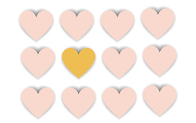 Minimalist heart and shadow graphic illustration