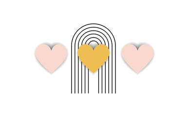 Minimalist heart and shadow graphic illustration