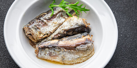 sardine in oil canned seafood healthy meal food snack on the table copy space food background rustic top view