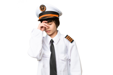 Little girl as a Airplane pilot over isolated chroma key background laughing