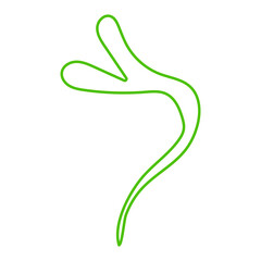 Green spring shoot silhouette, icon, stroke, outline