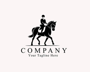rider walking horse racing equestrian symbol logo design template illustration inspiration