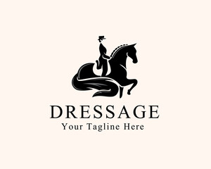 silhouette rider horse equestrian logo symbol design template illustration