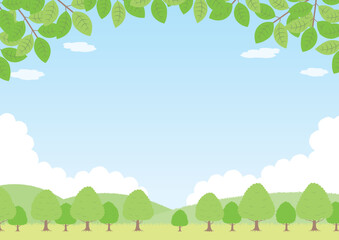 新緑の風景のイラスト_横_1

