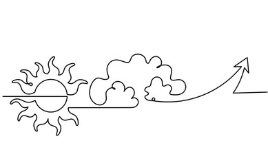 Abstract sun with direction as line drawing on white background. Vector