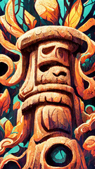 forest Mayan style stone pillar illustration art Generative AI Content by Midjourney