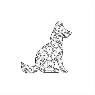 Dog mandala coloring vector illustration