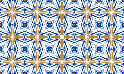 Ethnic Abstract Background cute Blue Star geometric tribal ikat folk Motif Arabic oriental native pattern traditional design carpet wallpaper clothing fabric wrapping print batik folk knit vector