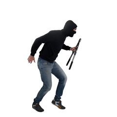 Thief with balaclava acts in silence to steal apartments with wire cutters in hand