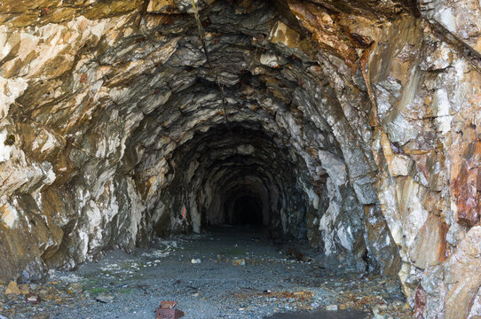 Old gold mine tunnel entrance around Salmon Glacier, Hyder, Alaska