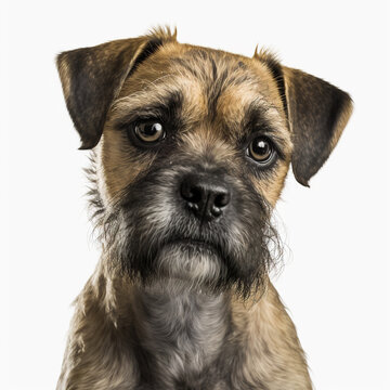 Affen Border Terrier Dog looking at camera, Photo Studio, Generative AI