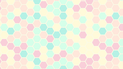 ゆめかわ　ハチの巣模様　イラスト素材　16：9　ハニカム構造パターン