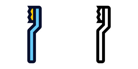 Toothbrush. Color and Line Icons