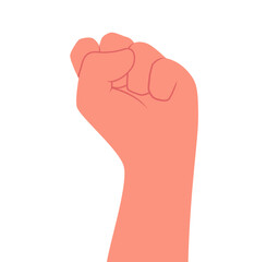 Raised up hand fist cartoon flat icon vector illustration