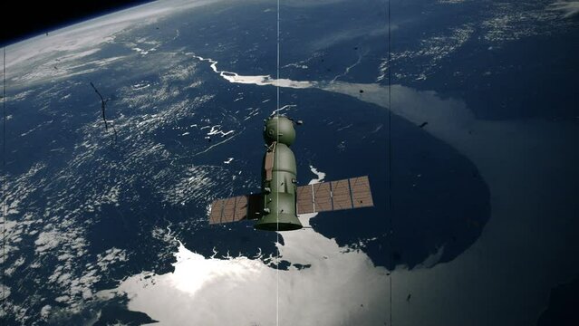 Soyuz Spacecraft Old Film 3D Video Animation