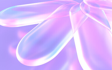 クリスタルガラスでできた花の3Dイラストレーション