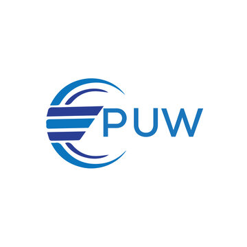 PUW letter logo. PUW blue image on white background. PUW vector logo design for entrepreneur and business. PUW best icon.	
