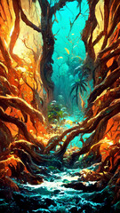 forest Mayan style under the sea illustration art Generative AI Content by Midjourney