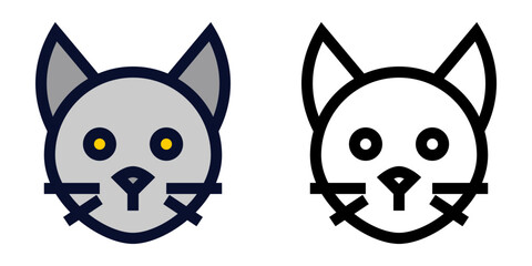Cat Head. Color and Line Icons