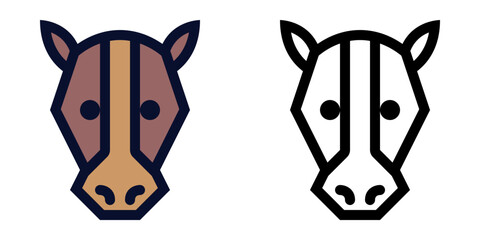 Horse Head. Color and Line Icons