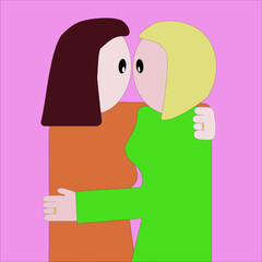 Two people of the same sex embrace each other tenderly