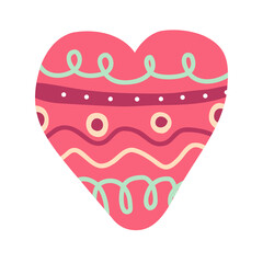 vector image of a heart with patterns in the style of boho